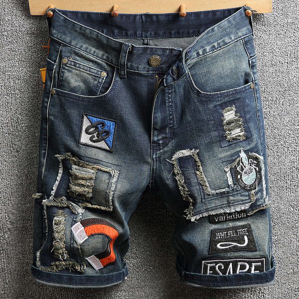 summer style slim straight jeans shorts men's trend fashion capris embroidery badge horse pants, Blue
summer style slim straight jeans shorts men's trend fashion capris embroidery badge horse pants, Blue