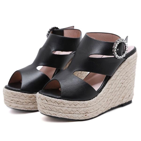 sandals 2021 brand leisure straw platform wedges high heels crystals gladiator summer woman shoes, Black
sandals 2021 brand leisure straw platform wedges high heels crystals gladiator summer woman shoes, Black