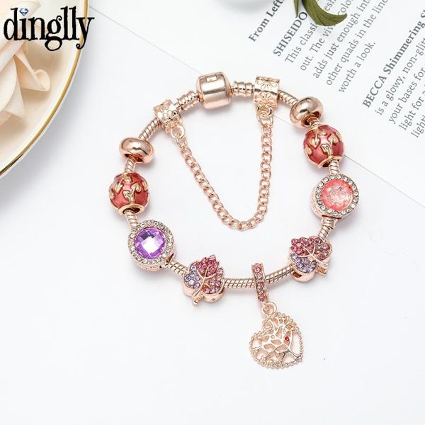 charm bracelets dinglly rose gold heart tree of life shiny leaves beaded bangle for women girl original party jewelry wholesale, Golden;silver 
charm bracelets dinglly rose gold heart tree of life shiny leaves beaded bangle for women girl original party jewelry wholesale, Golden;silver