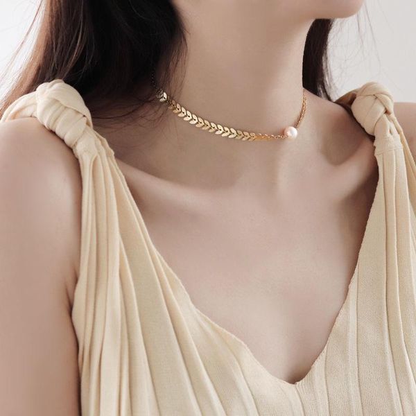 stainless steel leaves wheat ear choker necklace for women never fade pearl pendants necklaces trendy brand jewelry r, Silver
stainless steel leaves wheat ear choker necklace for women never fade pearl pendants necklaces trendy brand jewelry r, Silver