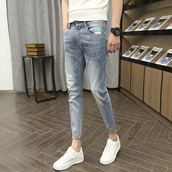 men's jeans denim brand spring and autumn 2021 slim feet korean fashion casual summer thin teenagers ripped pencil pants, Blue
men's jeans denim brand spring and autumn 2021 slim feet korean fashion casual summer thin teenagers ripped pencil pants, Blue