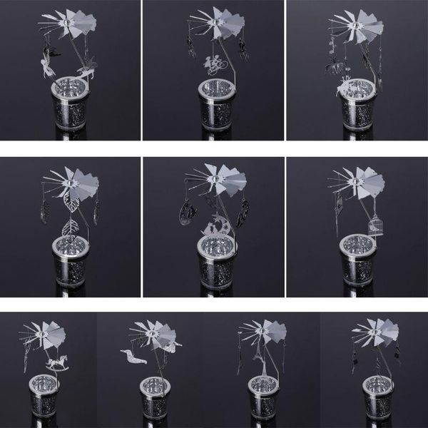 candle holders fairy tale rotary spinning tealight metal tea light holder carousel romantic rotation candlestick home decor art gift