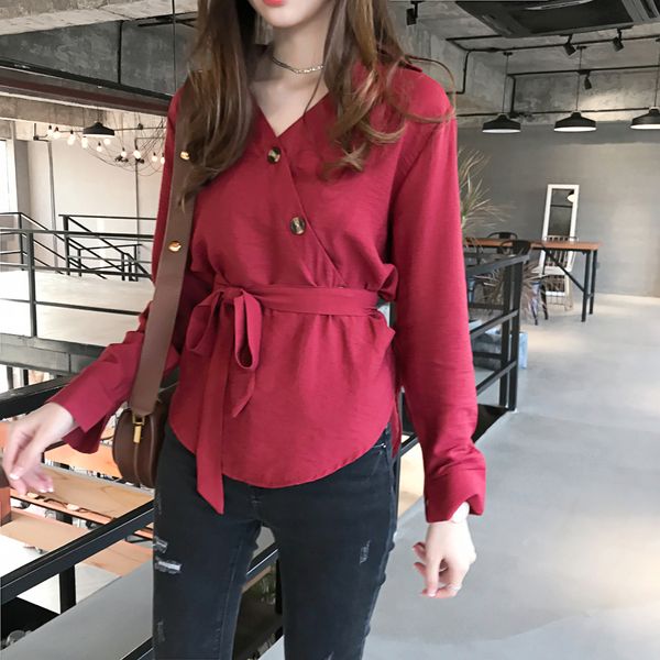 2021 casual women v-neck lace up blouse new spring female korean long sleeve red shirts solid color ladies gje5, Tan;black
2021 casual women v-neck lace up blouse new spring female korean long sleeve red shirts solid color ladies gje5, Tan;black
