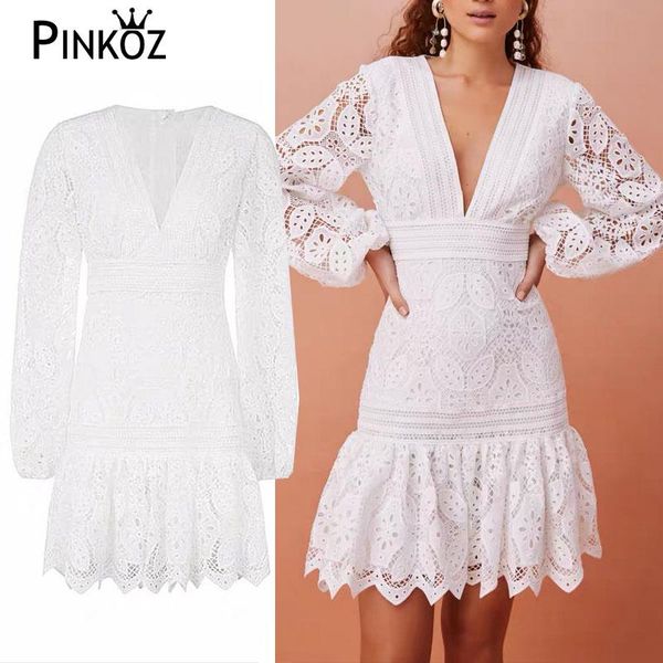 pinkoz elegant hollow out embroidery white dress women's v-neck lantern sleeve autumn runway mini dress for party kobieta, Black;gray
pinkoz elegant hollow out embroidery white dress women's v-neck lantern sleeve autumn runway mini dress for party kobieta, Black;gray