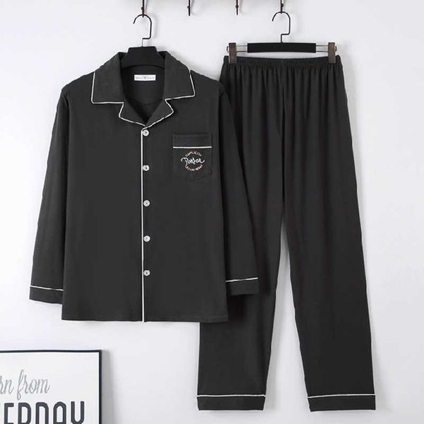 cotton men's sleeve nightwear lapel buttons men's pajamas set autumn winter leisure elastic waist men sleepwear long pants 211019, Black;brown
cotton men's sleeve nightwear lapel buttons men's pajamas set autumn winter leisure elastic waist men sleepwear long pants 211019, Black;brown