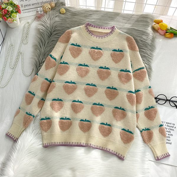 2021 autumn winter pullover sweater women long sleeved fruit printed korean pullover woman loose casual jumper sweaters zfw1, White;black
2021 autumn winter pullover sweater women long sleeved fruit printed korean pullover woman loose casual jumper sweaters zfw1, White;black