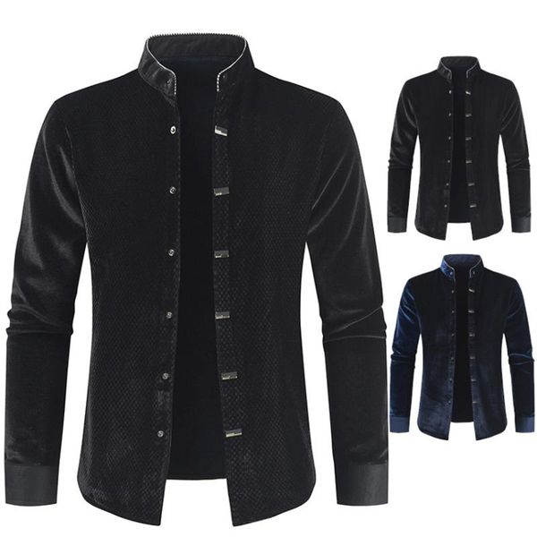 men's casual shirts men velvet man solid shirt stand collar long sleeve fashion clothing, White;black
men's casual shirts men velvet man solid shirt stand collar long sleeve fashion clothing, White;black