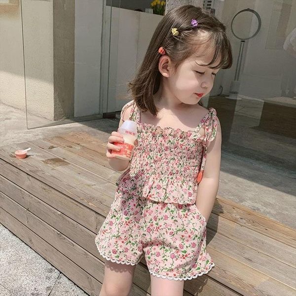 summer girls floral blouse shorts suit baby foreign style camisole pants two piece trend p4349, White
summer girls floral blouse shorts suit baby foreign style camisole pants two piece trend p4349, White