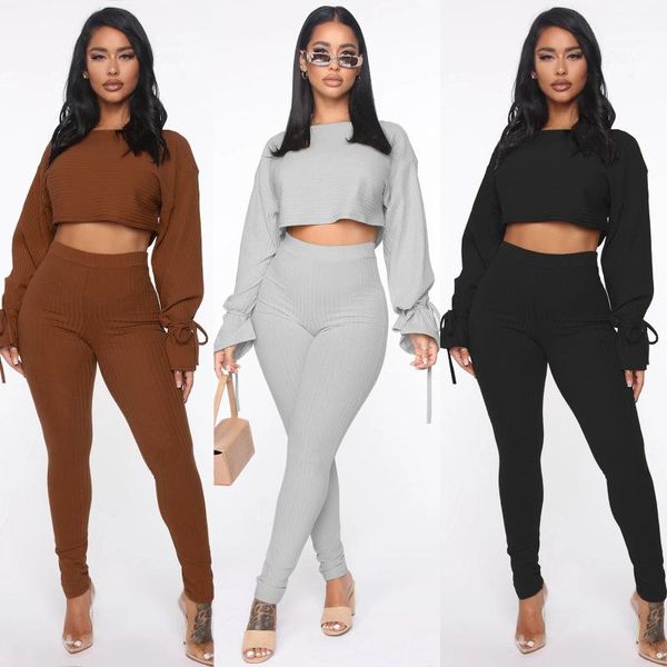 women's two piece pants autumn tight trousers 2 set women gray brown black casual sports suit, White
women's two piece pants autumn tight trousers 2 set women gray brown black casual sports suit, White