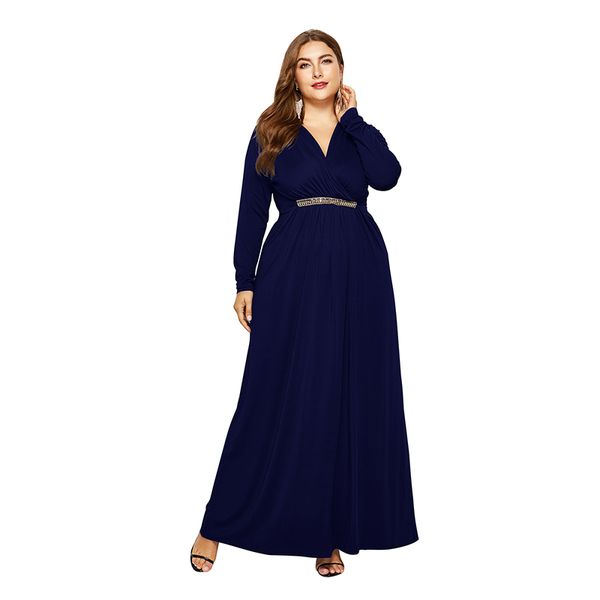 autumn women s long sleeve dress waist decoration stitching large size deep v neck, Black
autumn women s long sleeve dress waist decoration stitching large size deep v neck, Black