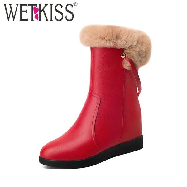 wetkiss women genuine leather snow boots round toe side zip wedges heeled rivet shoes warm fur winter boots 210630, Black
wetkiss women genuine leather snow boots round toe side zip wedges heeled rivet shoes warm fur winter boots 210630, Black