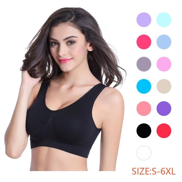 s-6xl womens sport bra fitness yoga running vest underwear 7 colors padded crop underwear no wire-rim female gym bras, White;black
s-6xl womens sport bra fitness yoga running vest underwear 7 colors padded crop underwear no wire-rim female gym bras, White;black