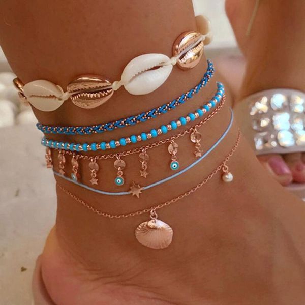 anklets bohemia shell evil eye star charm for women elastic strand beaded chain anklet beach jewelry tobilleras 7075, Red;blue
anklets bohemia shell evil eye star charm for women elastic strand beaded chain anklet beach jewelry tobilleras 7075, Red;blue