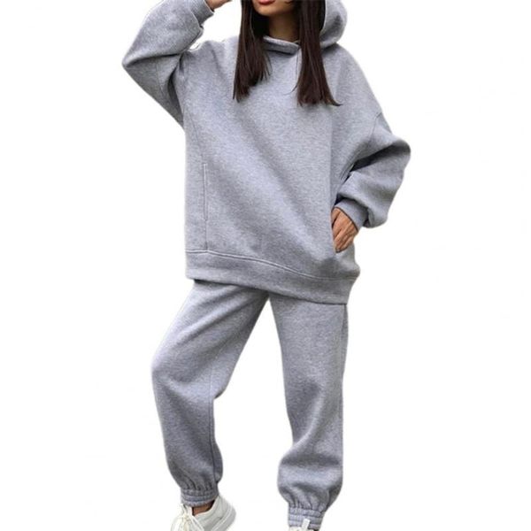 women's two piece pants solid color hooded pockets women outfit long sleeve sweatshirt elastic waist sweatpants set streetwear, White
women's two piece pants solid color hooded pockets women outfit long sleeve sweatshirt elastic waist sweatpants set streetwear, White