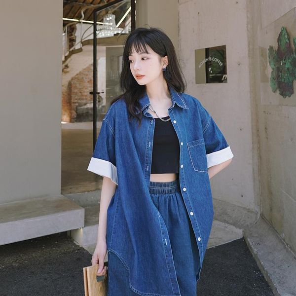 women's tracksuits vintage thin denim shirt and shorts 2 piece sets summerr women fashion loose short sleeve shirts elastic waist jean, Gray
women's tracksuits vintage thin denim shirt and shorts 2 piece sets summerr women fashion loose short sleeve shirts elastic waist jean, Gray