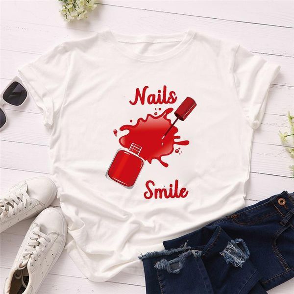 women 2021 summer nails smile art make up 90s ladies lady t-shirts t shirt ladies womens graphic female tee t-shirts, White
women 2021 summer nails smile art make up 90s ladies lady t-shirts t shirt ladies womens graphic female tee t-shirts, White