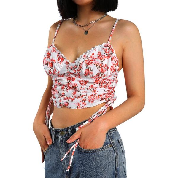 women's tanks & camis ladies summer midriff-baring camisole girls floral printing drawstring ruched decoration sleeveless slim base, White
women's tanks & camis ladies summer midriff-baring camisole girls floral printing drawstring ruched decoration sleeveless slim base, White