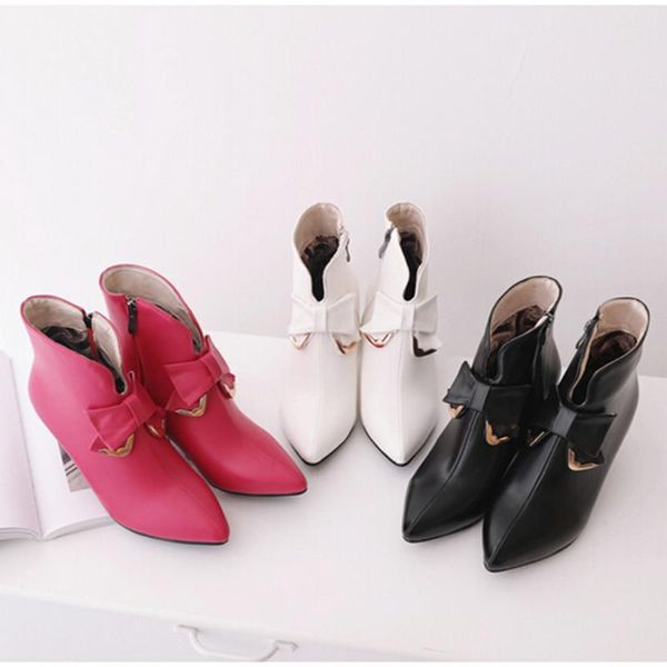 boots fashion women's leather shoes butterfly-knot zipper thin heels ankle outdoor pu winter female t#, Black
boots fashion women's leather shoes butterfly-knot zipper thin heels ankle outdoor pu winter female t#, Black