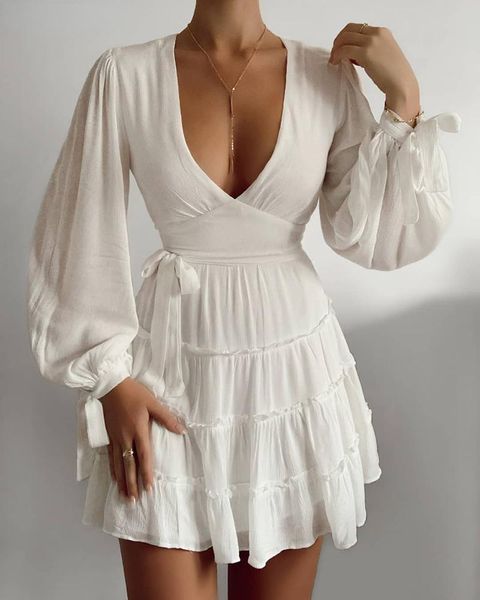 casual dresses tied cuff frill hem dress women autumn spring long sleeve lantern, Black;gray
casual dresses tied cuff frill hem dress women autumn spring long sleeve lantern, Black;gray