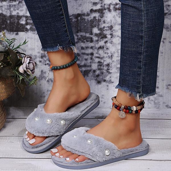 slippers furry autumn and winter girls warm home slides platform comfortable sweet pearl flat shoes open toe flip flops, Black
slippers furry autumn and winter girls warm home slides platform comfortable sweet pearl flat shoes open toe flip flops, Black