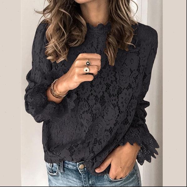 2021 new women lace hollow blouses ruffles elegant long sleeve flower black brown shirts lace patchwork cutout shirts top, White
2021 new women lace hollow blouses ruffles elegant long sleeve flower black brown shirts lace patchwork cutout shirts top, White