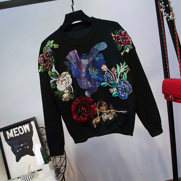 spring fashion black gray knitted tracksuit women outfits handwork sequins flowers sweater long pants set loose knit suit female ksqm, Blue
spring fashion black gray knitted tracksuit women outfits handwork sequins flowers sweater long pants set loose knit suit female ksqm, Blue