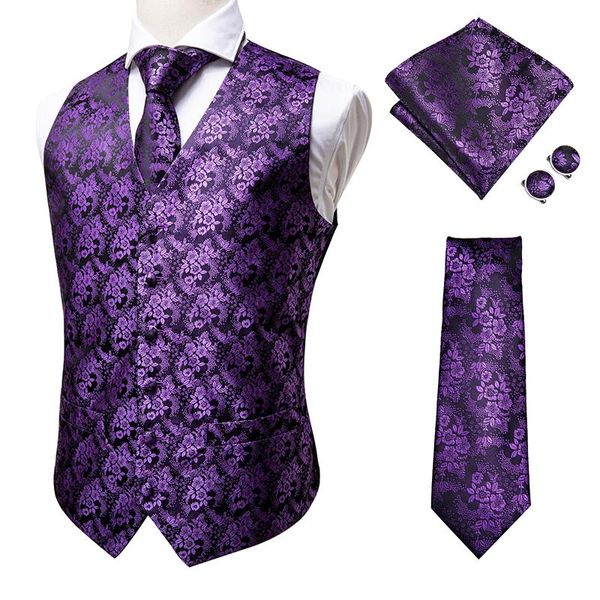 men's vests hi-tie 100% silk vest and tie set 2021 luxury designer purple floral mens dress chalecos para hombre, Black;white
men's vests hi-tie 100% silk vest and tie set 2021 luxury designer purple floral mens dress chalecos para hombre, Black;white