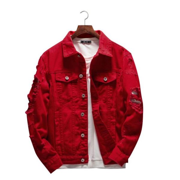 men's jackets 2021 autumn jean jacket loose fit cotton denim red white black ripped hole coats men outwear plus size 4xl, Black;brown
men's jackets 2021 autumn jean jacket loose fit cotton denim red white black ripped hole coats men outwear plus size 4xl, Black;brown