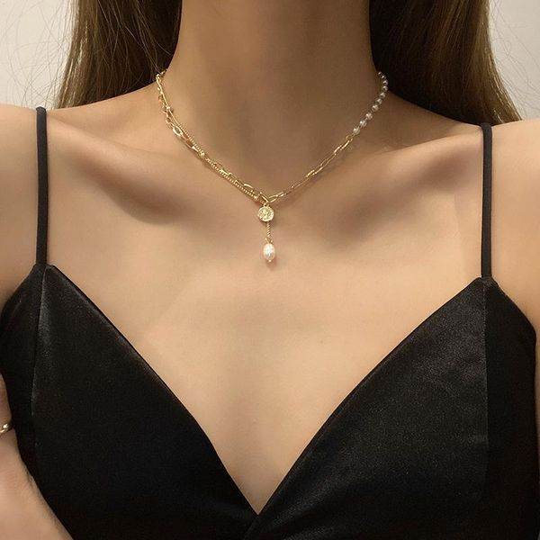 pendant necklaces pearl stitching necklace women's luxury design advanced fashion personality choker, Silver
pendant necklaces pearl stitching necklace women's luxury design advanced fashion personality choker, Silver