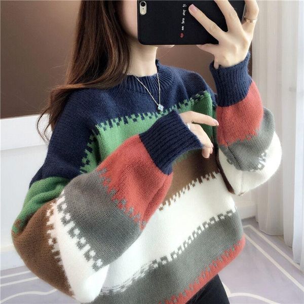 women's sweaters women 2021 autumn winter fashion striped sweater female o-neck loose pullovers ladies retro plus velvet knitted y788, White;black
women's sweaters women 2021 autumn winter fashion striped sweater female o-neck loose pullovers ladies retro plus velvet knitted y788, White;black