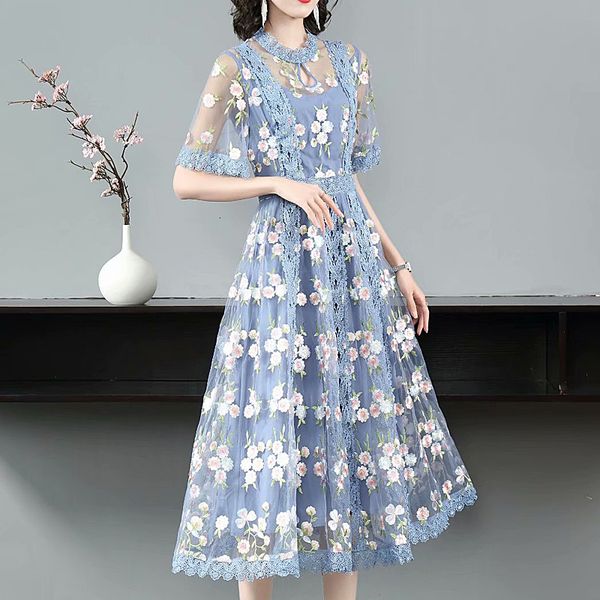 summer 2021 designer new women's fashion party elegant chic gentlewoman mesh embroidery midi dress bchv, Black;gray
summer 2021 designer new women's fashion party elegant chic gentlewoman mesh embroidery midi dress bchv, Black;gray