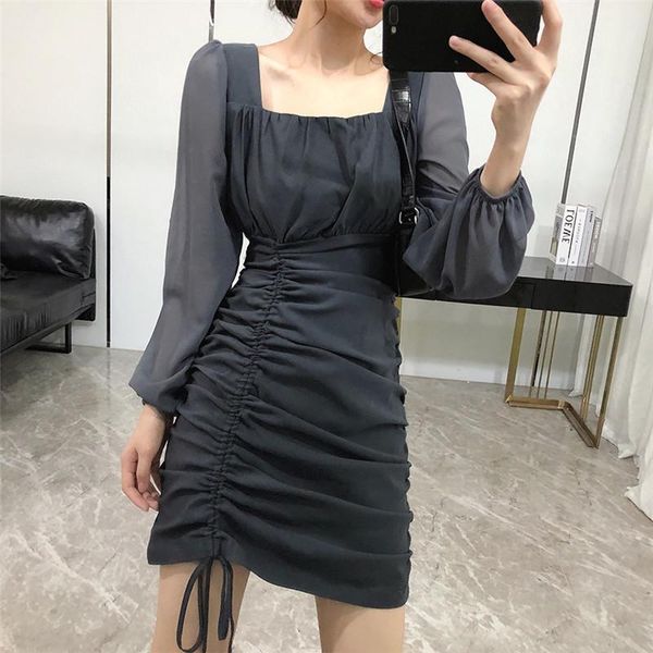 casual dresses autumn long sleeve dress female korean drawstring pleated bodycon short vintage square collar high waist harajuku, Black;gray
casual dresses autumn long sleeve dress female korean drawstring pleated bodycon short vintage square collar high waist harajuku, Black;gray