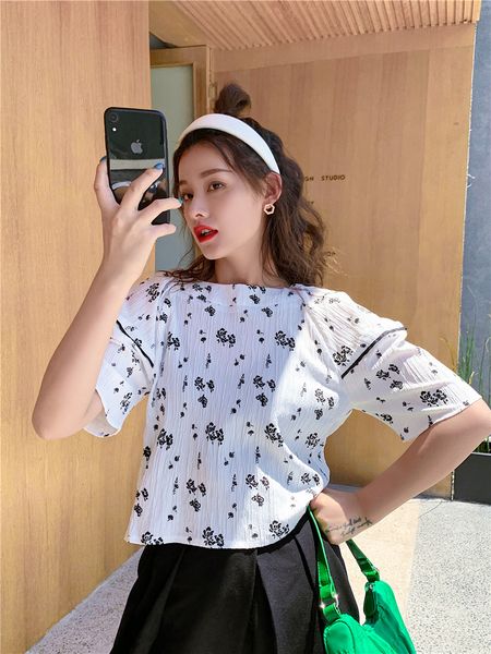 2021 new floral print summer women white crop ruched short sleeve tie back korean blouse 2w48
2021 new floral print summer women white crop ruched short sleeve tie back korean blouse 2w48