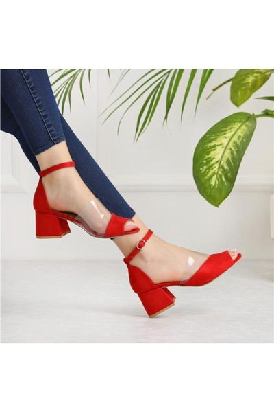 sandals moroni suede red short heels women, Black