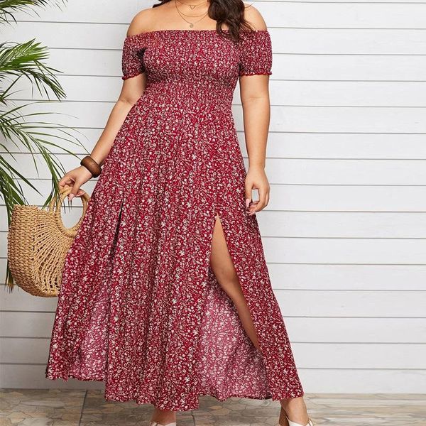 plus size dresses 2021 summer dress women slash neck floral print off shoulder high split bohemian beach, Black
plus size dresses 2021 summer dress women slash neck floral print off shoulder high split bohemian beach, Black