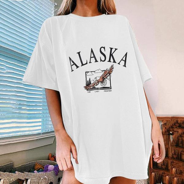 women's t-shirt vintage letter print oversized t shirt o neck loose short sleeve tunics casual harajuku aesthetic tee femme, White
women's t-shirt vintage letter print oversized t shirt o neck loose short sleeve tunics casual harajuku aesthetic tee femme, White