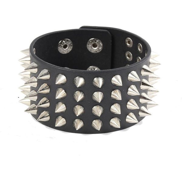 link, chain hip hop cool wolf tooth bangle fashion gothic metal cone stud spikes rivet leather wristband men punk rock jewelry, Black
link, chain hip hop cool wolf tooth bangle fashion gothic metal cone stud spikes rivet leather wristband men punk rock jewelry, Black