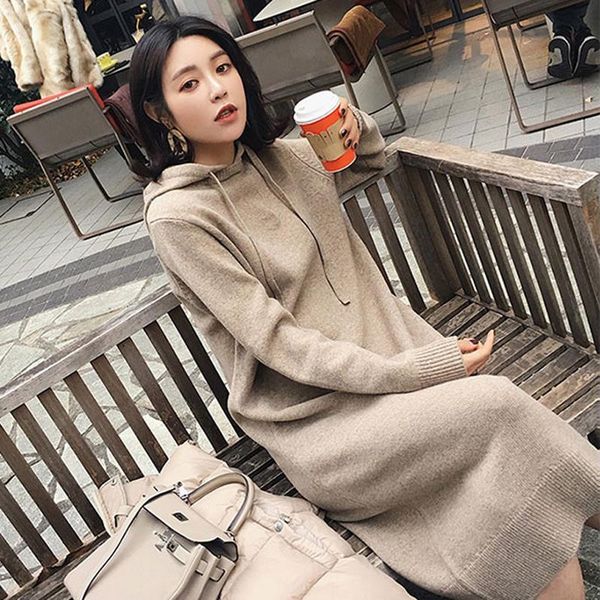 casual dresses loose-bottomed sweater woman mid-length hooded knit dress, Black;gray
casual dresses loose-bottomed sweater woman mid-length hooded knit dress, Black;gray