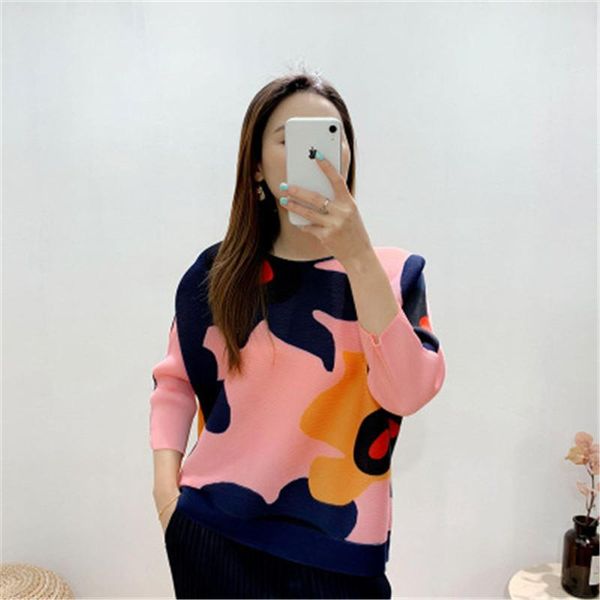 women's t-shirt miyake folds 2021 spring chinese style printed retro loose long-sleeved, White
women's t-shirt miyake folds 2021 spring chinese style printed retro loose long-sleeved, White