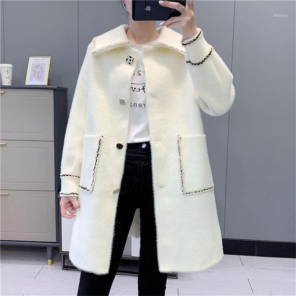 fashion imitation mink velvet jacket 2021 autumn winter coat mid-length single-breasted casual woolen coats outwear female k870 women's, Black
fashion imitation mink velvet jacket 2021 autumn winter coat mid-length single-breasted casual woolen coats outwear female k870 women's, Black