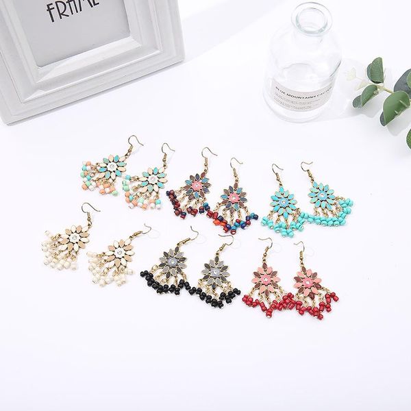 dangle & chandelier colorful small flower short rice bead earrings female bohemian creative earings fashion jewelry 2021 for women, Silver 
dangle & chandelier colorful small flower short rice bead earrings female bohemian creative earings fashion jewelry 2021 for women, Silver