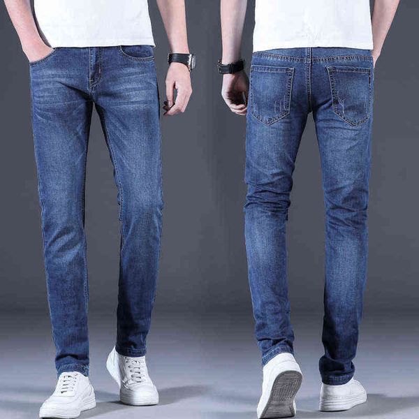 2021 summer ultra-thin men's korean slim fit small foot elastic jeans leg pants, Blue
2021 summer ultra-thin men's korean slim fit small foot elastic jeans leg pants, Blue