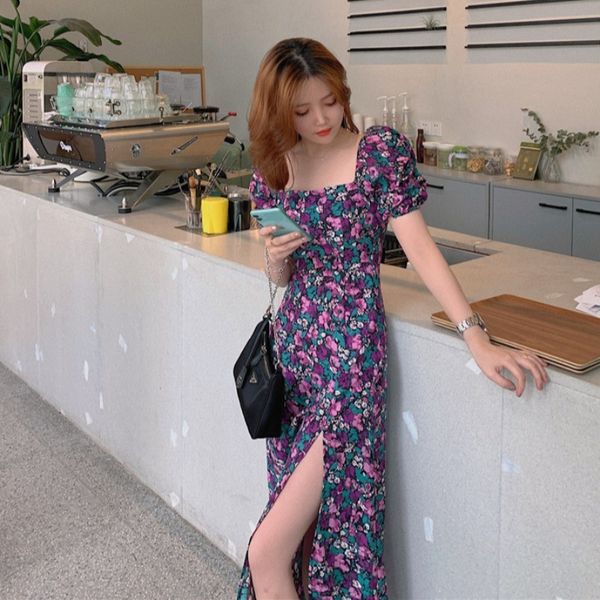 dressed french retro purple floral skirt lightly mature square neck puff sleeve plotting to split waist in slimming fit wnlm, Black;gray
dressed french retro purple floral skirt lightly mature square neck puff sleeve plotting to split waist in slimming fit wnlm, Black;gray
