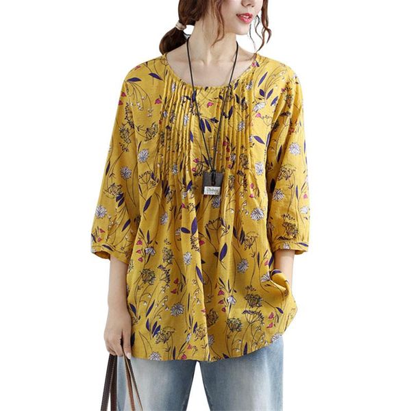 women's blouses & shirts summer women floral print blouse casual loose o-neck 3/4 sleeve plus size ladies streetwear shirt femme, White
women's blouses & shirts summer women floral print blouse casual loose o-neck 3/4 sleeve plus size ladies streetwear shirt femme, White