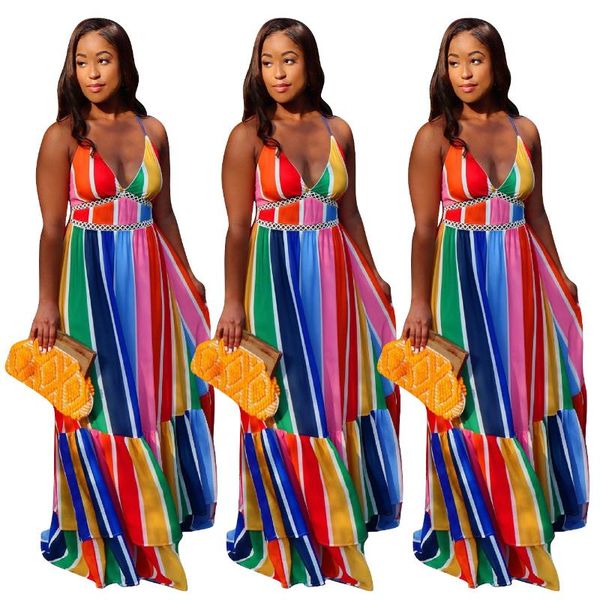 casual dresses summer 2022 rainbow color striped printed maxi dress spaghetti strap v neck, Black;gray
casual dresses summer 2022 rainbow color striped printed maxi dress spaghetti strap v neck, Black;gray