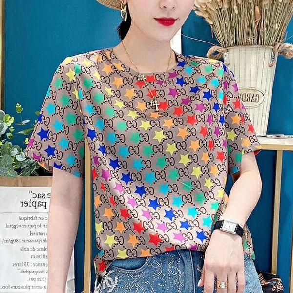 women's t-shirt 2021 summer short sleeve korean fashion slim europe station print versatile round neck shirt, White
women's t-shirt 2021 summer short sleeve korean fashion slim europe station print versatile round neck shirt, White