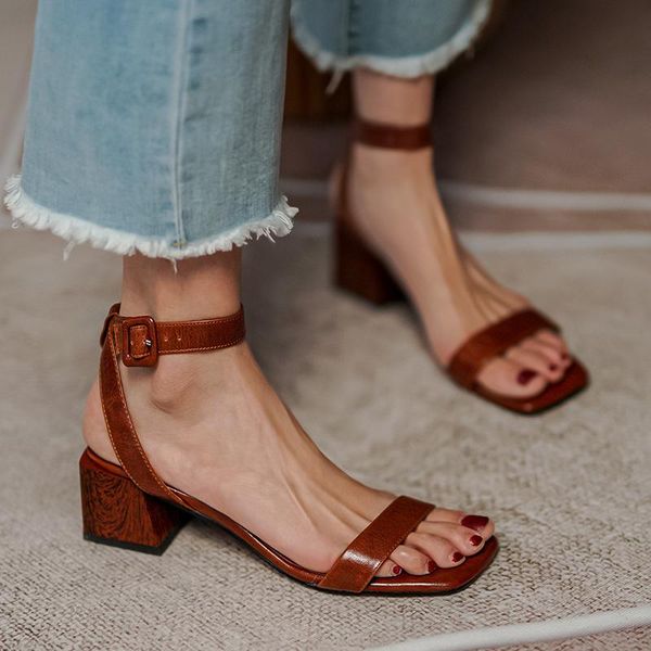 sandals females fashion shoes 2021 summer women genuine leather woman heel, Black 
sandals females fashion shoes 2021 summer women genuine leather woman heel, Black