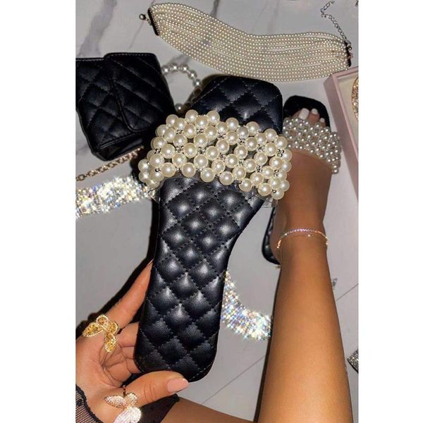 2021 new summer handmade flat sandals fashion open toe slippers pearl women's shoes outdoor plus size 43, Black
2021 new summer handmade flat sandals fashion open toe slippers pearl women's shoes outdoor plus size 43, Black