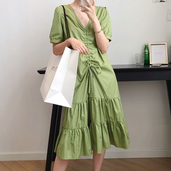 green for woman 2021 summer plied matcha french internet super faerie celebrity dress long cv6k, Black;gray
green for woman 2021 summer plied matcha french internet super faerie celebrity dress long cv6k, Black;gray