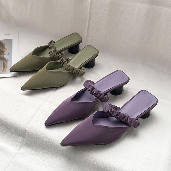 slippers summer square high heels satin pointed toe shoes woman mules slip on ladies outdoor slides for party, Black
slippers summer square high heels satin pointed toe shoes woman mules slip on ladies outdoor slides for party, Black